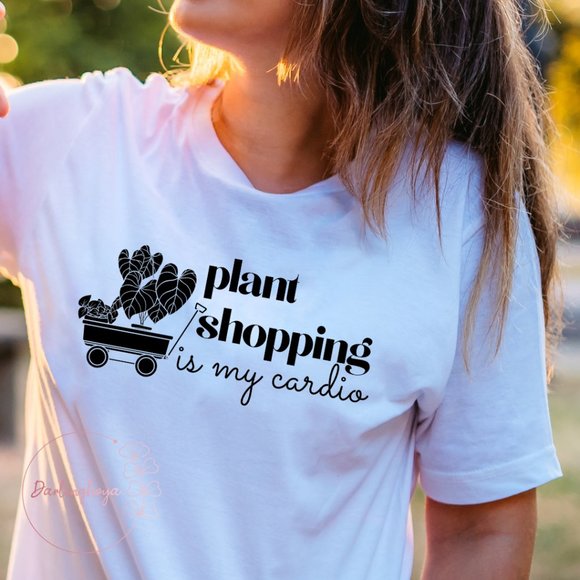 Plant Shopping Is My Cardio Unisex Short Sleeve Graphic T-Shirt for Plant Lover - Picture 1 of 3